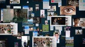 Digital Mosaic Of Social Media Posts, Videos, And Financial Data. Interconnectedness Of Online Interactions And Modern Communication In The Digital Age. Metaverse Big Data with Viral Videos. - Powered by Shutterstock - Get 15% off with code: PIKWIZARD15