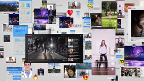 Social Media Feeds, Financial Data, Emoji and Text messages. The Video Highlights Online Interaction, Urban Life, And Digital Economy In A Connected World. Viral Videos, Profiles with Influencers.
 - Powered by Shutterstock - Get 15% off with code: PIKWIZARD15