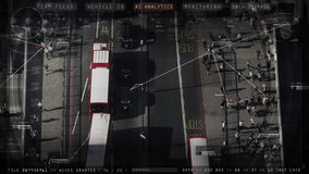 Aerial View of London City Intersection With AI Surveillance And Tracking Systems Monitoring Vehicles And Pedestrians. The Interface Displays Advanced Technology And Security. England.
 - Powered by Shutterstock - Get 15% off with code: PIKWIZARD15