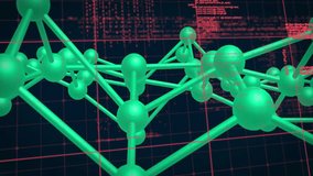 3D molecular structure and coding animation over dark grid background. Science, technology, abstract, digital, data, code - Powered by Shutterstock - Get 15% off with code: PIKWIZARD15