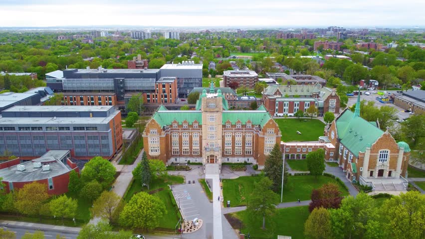 Concordia University Campus in Montreal from Above, Wide Shot