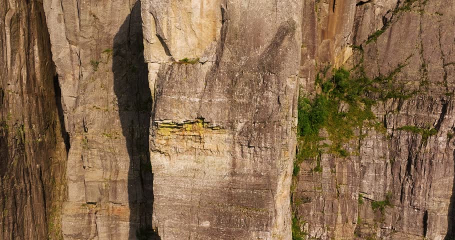 Steep Cliff at Pulpit Rock or Preikestolen. 600 meters Above Lysefjorden, Norway