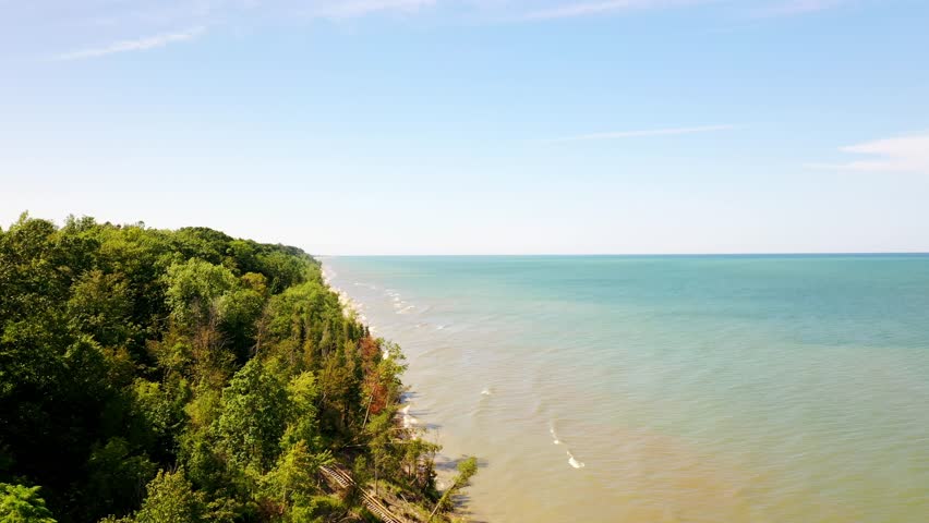 4K Drone video of Lake Michigan on a summer day