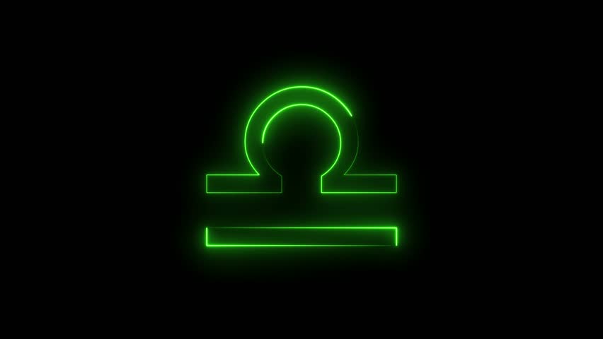 Glowing Neon sign zodiac Libra icon animation	
