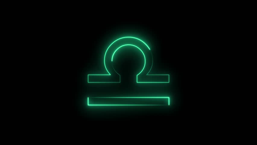 Glowing Neon sign zodiac Libra icon animation	