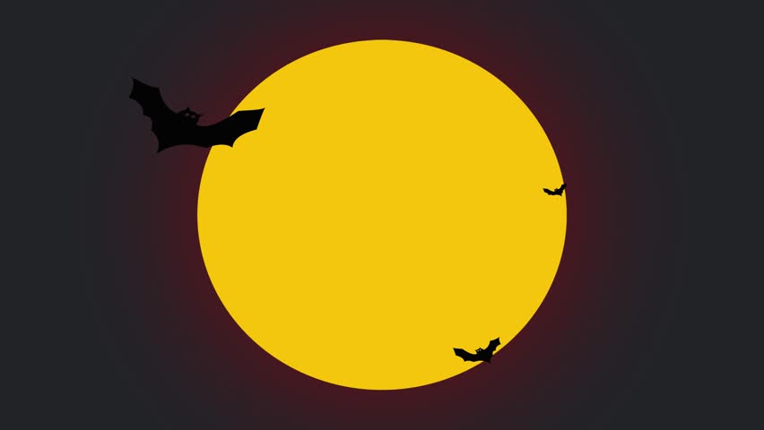 motion graphic halloween  with flying bat and moon movement