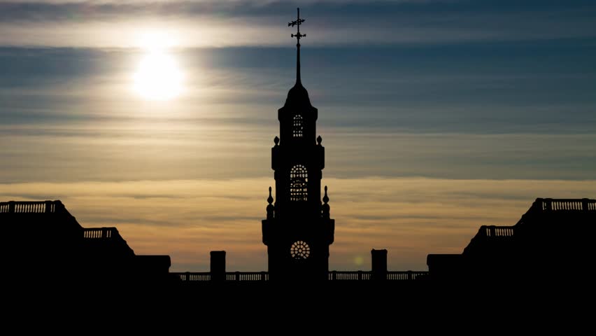 Delaware State House in Dover, Time Lapse at Sunset with Colorful Clouds, USA
