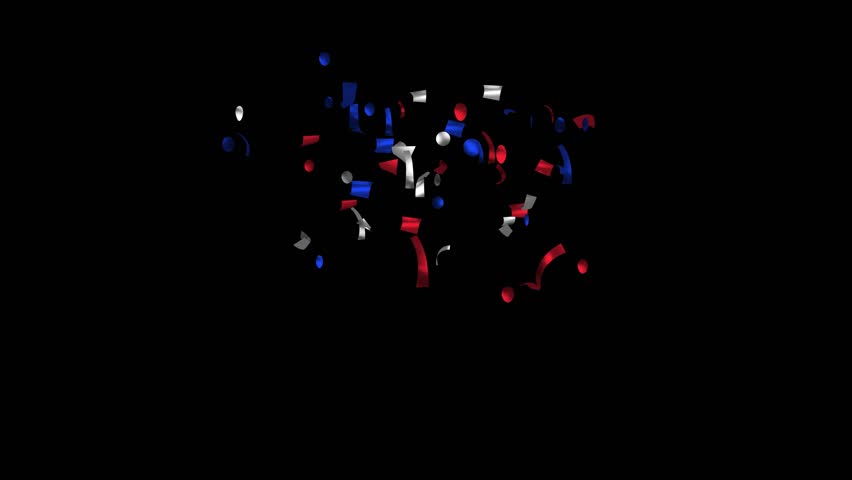 Labor day. Confetti explosion on green, black screen with Matte Channel