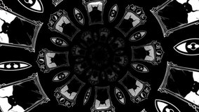 2d loop video animation black and white monochrome background horror theme with devil image in mirror and blinking eyes around it, to welcome halloween day october 31st - Powered by Shutterstock - Get 15% off with code: PIKWIZARD15