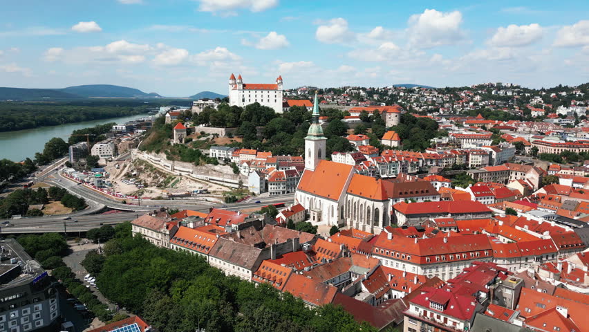 Aerial view of Bratislava old town Slovakia 