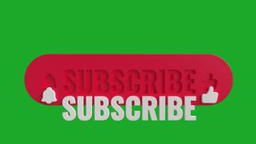 3D subscribe Pop up like bell icon button for social media clicked animation motion graphic with chroma green screen clip template 4k. - Powered by Shutterstock - Get 15% off with code: PIKWIZARD15