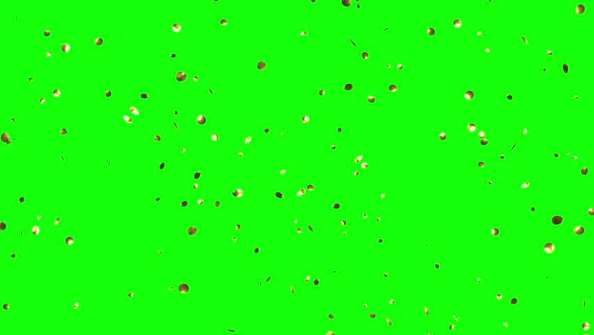 Loop Animation of Gold Confetti Falling on Green Screen