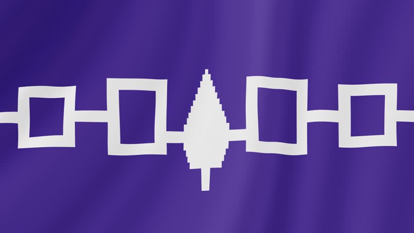 Iroquois Confederacy Waving Flag. Realistic Flag Animation. Seamless Loop Background.