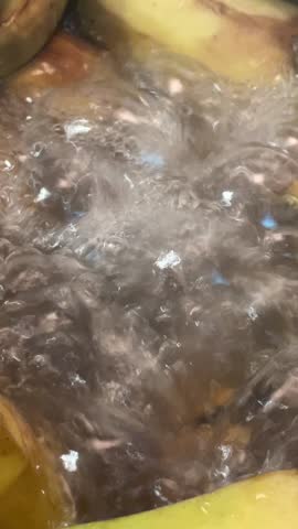 Boiling water from the pot boiling sound