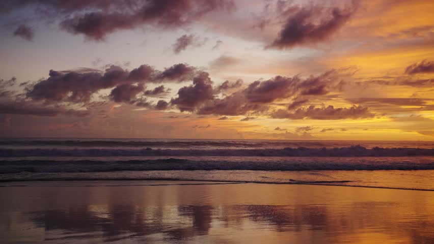 beautiful beach with white sand and smooth waves perfect for relaxing and swimming. Twilight Magic: Colorful Sky at Phuket - Abstract Nature Background with Sunset, Sweet Color Light Rays