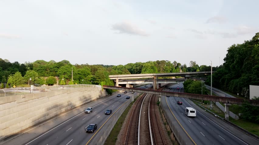 Vehicles driving through T. Harvey Mathis Parkway to Downtown Buckhead, Transport in Atlanta, Georgia