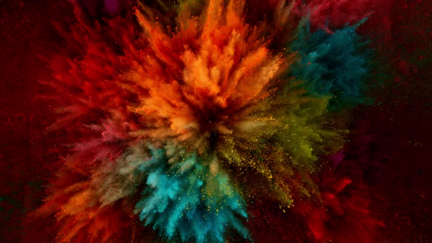 Super Slow Motion of Colored Powder Explosion, Isolated on Black Background. Filmed on High Speed Cinema Camera, 1000fps.