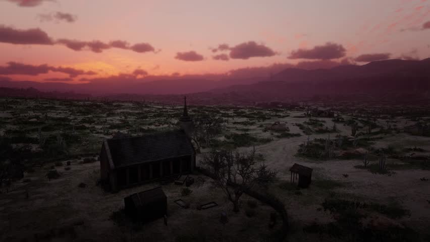 3D. USA. Arizona. Tombstone. Sunset