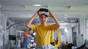 Video of schoolgirl with VR headset on head. Children learning robotics in Elementary school, using modern technology, virtual reality. - Powered by Shutterstock - Get 15% off with code: PIKWIZARD15