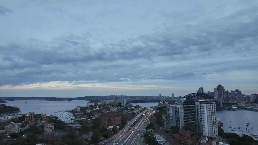 Day turns to night as vehicle traffic streams in and out of Sydney, in New South Wales, Australia.