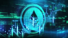 Ethereum cryptocurrency icon on digital space background. - Powered by Shutterstock - Get 15% off with code: PIKWIZARD15