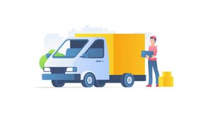 Fast and reliable express delivery truck service animation, fast delivery service concept, distribution and logistics, online shipping and transportation, cartoon. - Powered by Shutterstock - Get 15% off with code: PIKWIZARD15