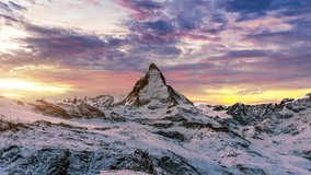 Time lapse of Matterhorn mountain at sunset, Switzerland. - Powered by Shutterstock - Get 15% off with code: PIKWIZARD15