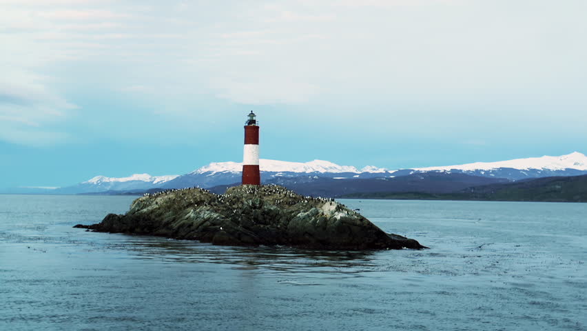 Les Eclaireurs Lighthouse, Known as the Lighthouse at the End of the World, Ushuaia, Tierra del Fuego, Argentina - 4K