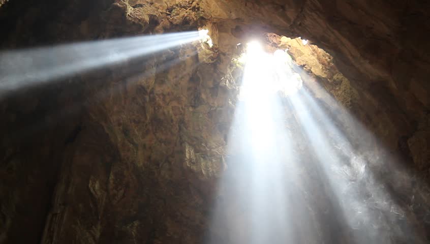 beautiful sunlight in cave
