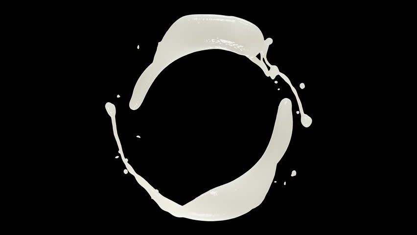 Milk splash in slow motion. 3D animation of white and brown liquid cream drops splash isolated on brown. Alpha matte included for compositing. 4K bright white and dark design element
