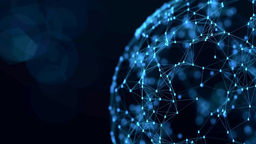 4K resolution Digital information travels through fiber optic cables within the network lights transmit data, Transfer speed data internet, and zoom out the camera. High-speed digital lines