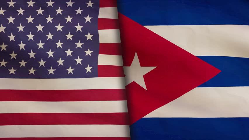 US and Cuba waving flag