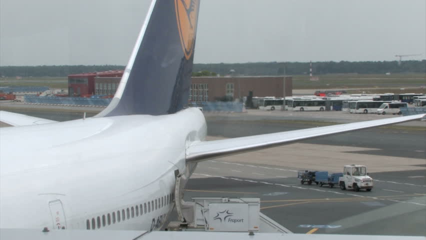 FRANKFURT, GERMANY, MAY 22, 2008: Jet engine heat haze of an airplane on a
