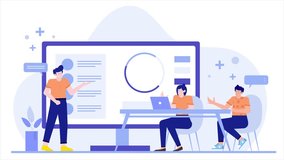 A digital illustration showing a team discussing ideas business animated video - Powered by Shutterstock - Get 15% off with code: PIKWIZARD15