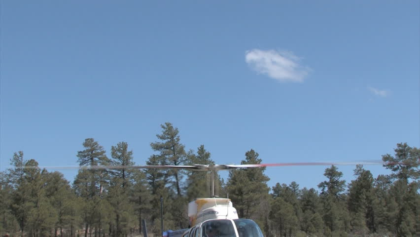 GRAND CAYNON N.P., MAY 27, 2008: Helicopter landing on site near Grand Canyon on