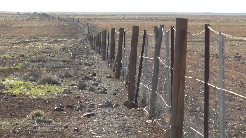 View of long dingo fence used to keep out dingoes in South Australia