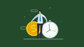 Cartoon Animation of a Man Holding Money and a Timer. Definition of Time is money - Powered by Shutterstock - Get 15% off with code: PIKWIZARD15