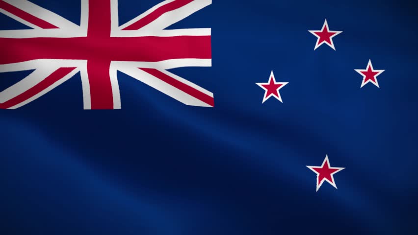 New Zealand flag waving in the wind animation background. High quality 4K seamless loop video