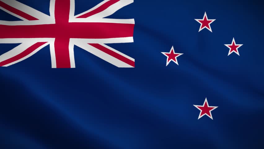 New Zealand flag waving in the wind animation background. High quality 4K seamless loop video
