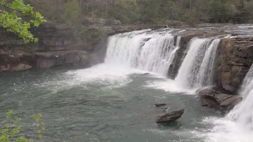 River Flow and Waterfall in Alabama, USA. Little River Canyon Falls Park