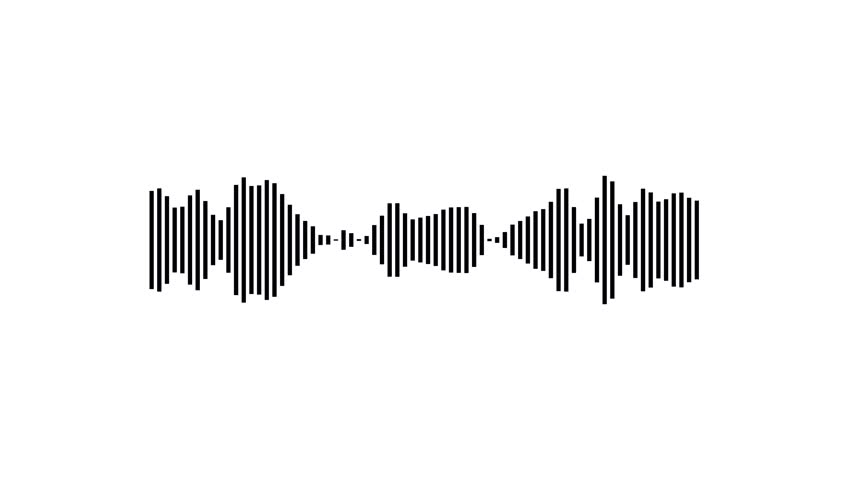 Black line audio wave visualization voice record, sound wave animation on white background, line digital minimalist voice, and soundtrack