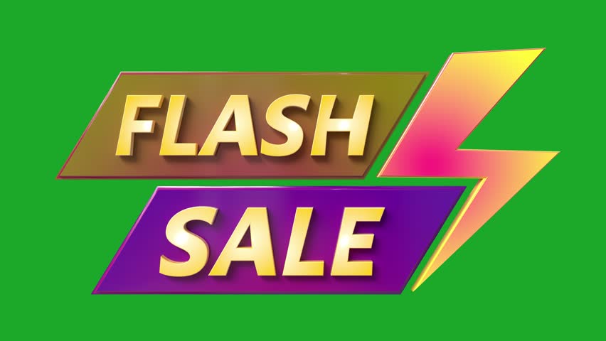 3d Flash Sale animation clip on green screen, sell tag footage for supermarket