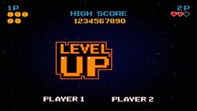 LEVEL UP. pixel art .8 bit game. retro video game. for game assets. - Powered by Shutterstock - Get 15% off with code: PIKWIZARD15