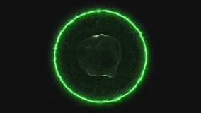 Abstract looped green energy sphere with floating particles inside and core in the center with magical glow on dark background, video 4k - Powered by Shutterstock - Get 15% off with code: PIKWIZARD15
