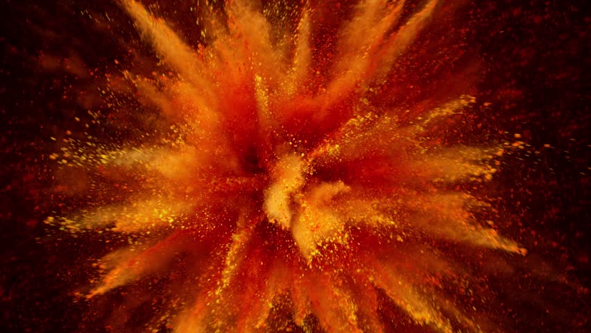 Super Slow Motion Shot of Color Powder Explosion Isolated on Black Background . Filmed on High Speed Cinematic Camera at 1000 fps .