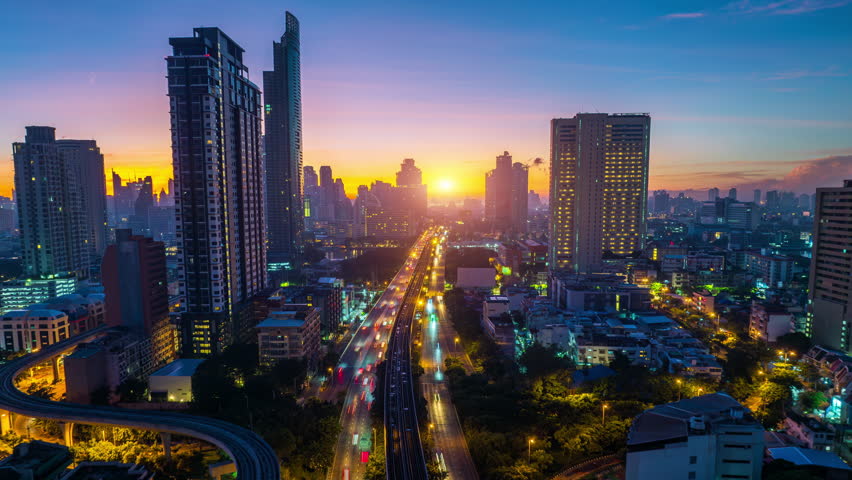 Hyper lapse of Traffic in Bangkok city, Thailand.