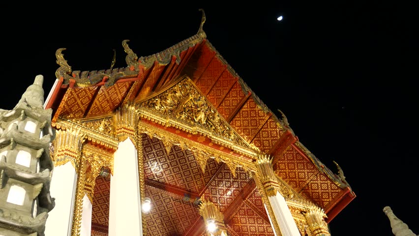 A view of Wat Suthat Thepwararam (Suthat Temple), Bangkok. It is located near Khao Sarn Road. It is one of the oldest temples in Bangkok. 