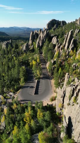 Needles Highway in Custer State Park South Dakota Drone View