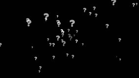Cartoon comic questions marks flying animated. Questions marks animated flying particles black background alpha channel - Powered by Shutterstock - Get 15% off with code: PIKWIZARD15