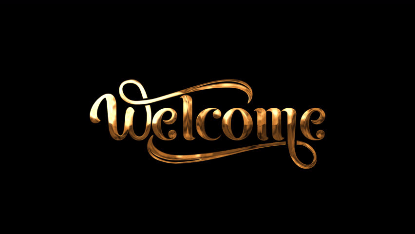 Welcome Handwritten Animated Text in gold color. This animated is suitable for greetings and opening videos. expressing for festive greeting.	